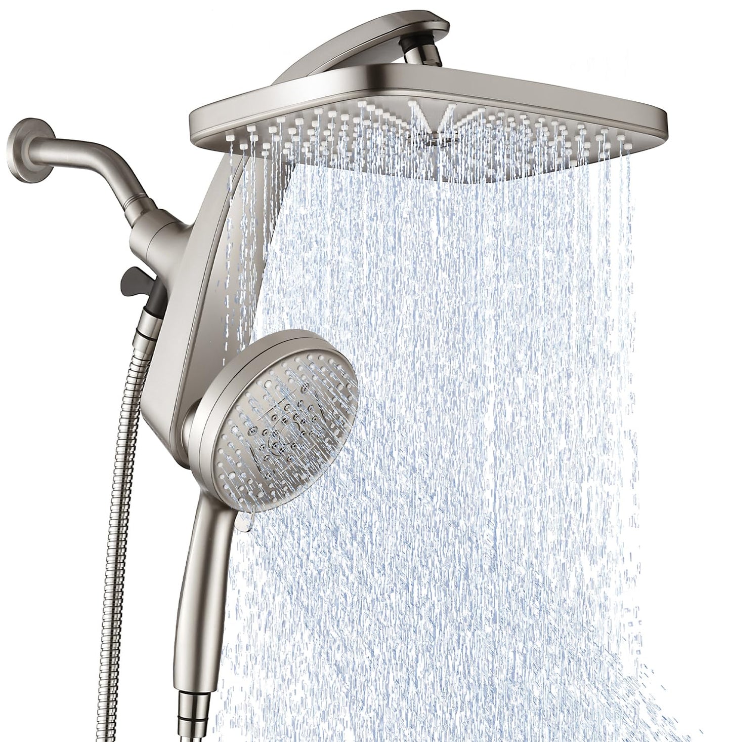 High Pressure Rain Shower Head: Upgrade Shower Heads with Handheld Spray Combo with Fixed Showerhead and 10 Sprays Handheld Shower Head, Detachable Shower head Built-in Magnetic Docking and Power Jets