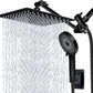 Shower Head, Rain Shower Head with Handheld Spray Combo, 10 Inch Adjustable High Pressure Rainfall Shower Head, Dual Showerhead Set with Extension Arm and 60 Inch Long Shower Hose (Silver)
