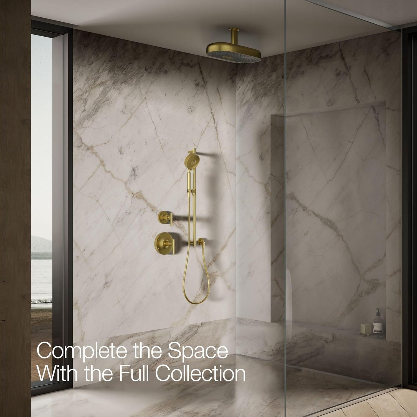 Kohler 26297-2MB Statement® Oblong 18" two-function rainhead, 2.5 gpm, Vibrant Brushed Moderne Brass