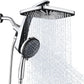 High Pressure Rain Shower Head: Upgrade Shower Heads with Handheld Spray Combo with Fixed Showerhead and 10 Sprays Handheld Shower Head, Detachable Shower head Built-in Magnetic Docking and Power Jets