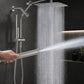 Veken All Metal 10" Shower Head with Handheld, Luxurious Square Double Rain Shower Heads,Power Wash Wand,Dual High Pressure Detachable Rainfall Showerhead with Spray Combo,Extension Arm,Chrome,Sliver