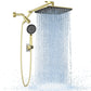 Veken 11.8" Rain Shower Head with Handheld, High Pressure Handheld Shower with Multi Spray Modes, Rainfall Combo with 15" Metal Extension Arm, Detachable Dual Shower, Bathroom Decor, Chrome Silver