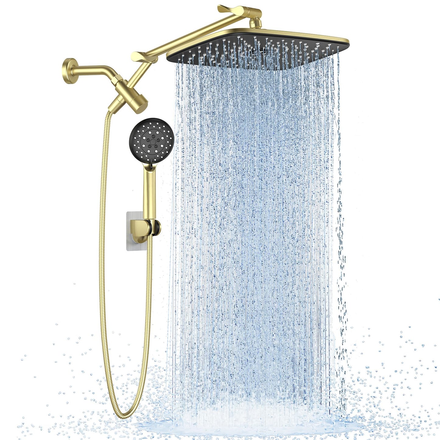Veken 11.8" Rain Shower Head with Handheld, High Pressure Handheld Shower with Multi Spray Modes, Rainfall Combo with 15" Metal Extension Arm, Detachable Dual Shower, Bathroom Decor, Chrome Silver