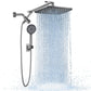 Veken 11.8" Rain Shower Head with Handheld, High Pressure Handheld Shower with Multi Spray Modes, Rainfall Combo with 15" Metal Extension Arm, Detachable Dual Shower, Bathroom Decor, Chrome Silver