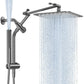 Veken All Metal 10" Shower Head with Handheld, Luxurious Square Double Rain Shower Heads,Power Wash Wand,Dual High Pressure Detachable Rainfall Showerhead with Spray Combo,Extension Arm,Chrome,Sliver