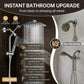 Veken All Metal 10" Shower Head with Handheld, Luxurious Square Double Rain Shower Heads,Power Wash Wand,Dual High Pressure Detachable Rainfall Showerhead with Spray Combo,Extension Arm,Chrome,Sliver